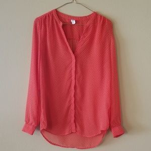 Old Navy Orange Long-sleeve Button Down Blouse Sm